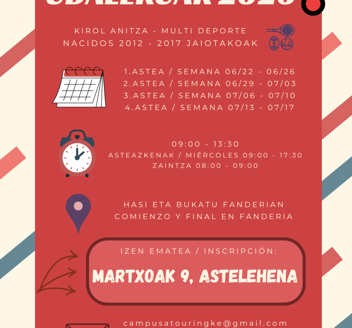 TOURING KE KIROLANITZEKO UDALEKUAK 2026